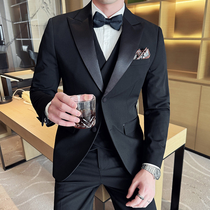 新郎结婚礼服主持人宴会西服套装两粒扣塔士多西装SJT9012-P265,男装西服,电商A213