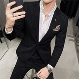 长期做时尚虚线条纹西装套装男修身西服两件套LJT109/P210，男装西服套装，电商A213