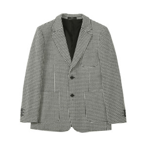 加厚西装外套男秋冬季潮流修身黑白拼接千鸟格子西服男DX916-P138图片