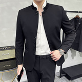 新中式立领小西装男休闲高级感修身西服中山装外套DX119-P137，男装西服套装，电商A213