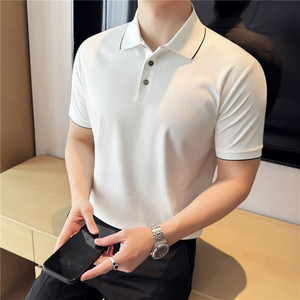 防UV~7A抗菌~液氨棉~高级感拼色短袖T恤翻领Polo衫男PL6608-P57图片