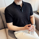 高级感冰丝薄款针织短袖Polo衫翻领立体感肌理感T恤男PL8518-P63，男装Polo衫，电商A213