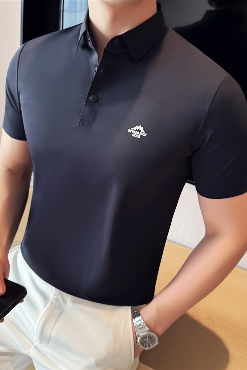 高弹无痕~2025新款肩部镂空透气短袖t恤时尚翻领polo衫男PL16-P57，男装T恤，电商A213