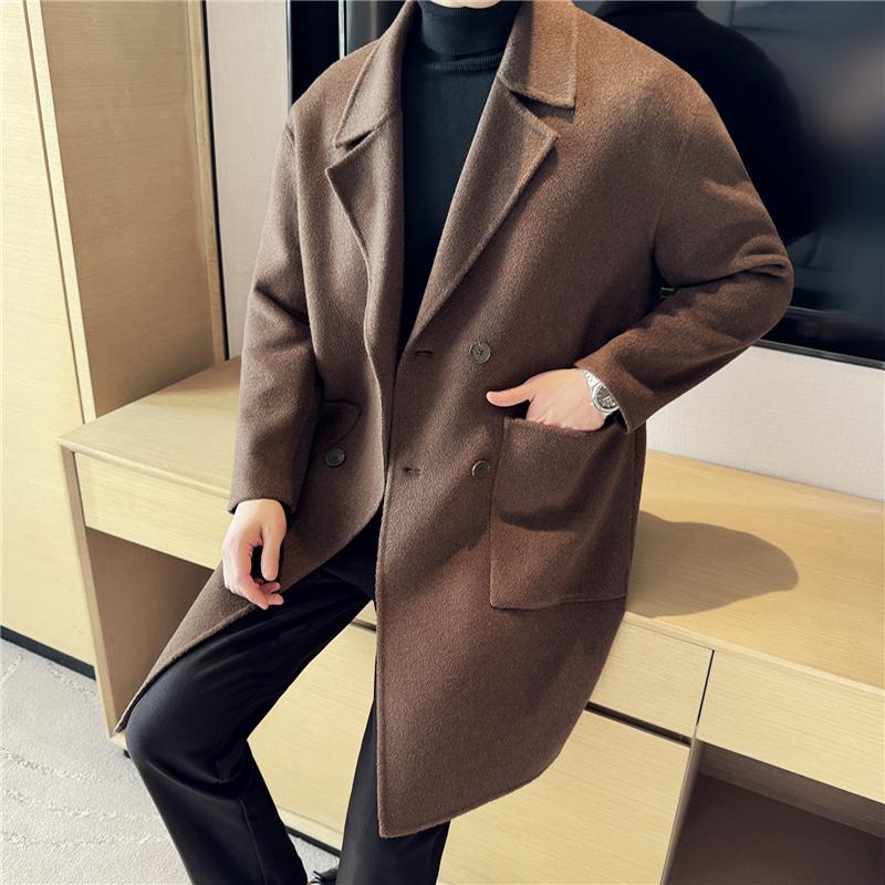 70%羊毛10%天丝5%羊绒高品质双面呢大衣男中长款外套DY8868-P335图片