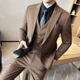 新增黑色~高品质西服戗驳领一粒扣纯色西装三件套男SJT8018-P275，男装西服套装，电商A213