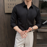 2025春装高级感弹力无痕压胶华夫格长袖衬衫男刺绣衬衣C6018-P78，男装衬衫，电商A213