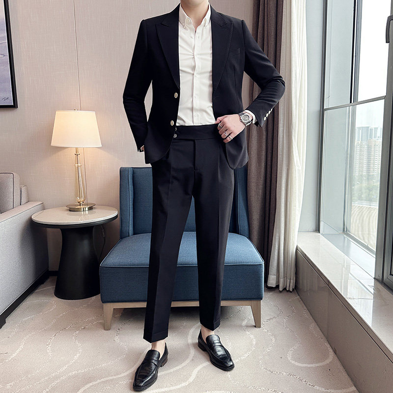 那不勒斯西装套装男高级感商务休闲男款西服外套蓝色LJT622-P230,男装西服套装,电商A213