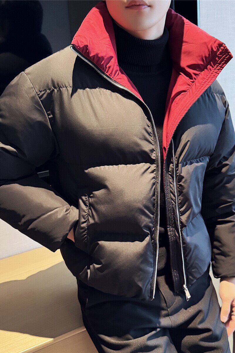 双面穿高级感加厚棉衣短款时尚保暖棉服立领外套黑色M23083-P193，男装棉衣，电商A213