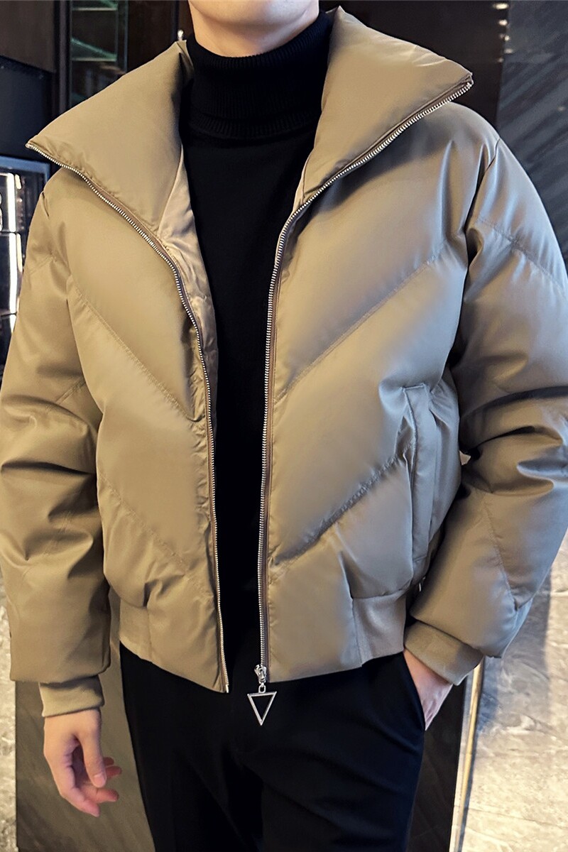 加厚棉衣男大翻领皮外套时尚拉链PU皮夹克面包服MY5517-P208图片