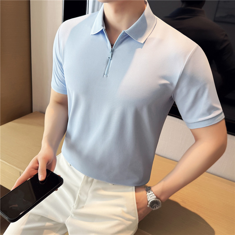 7A抗菌速干~抗起球~高级感半拉链短袖Polo衫翻领T恤PL98033-P63,男装Polo衫,电商A213
