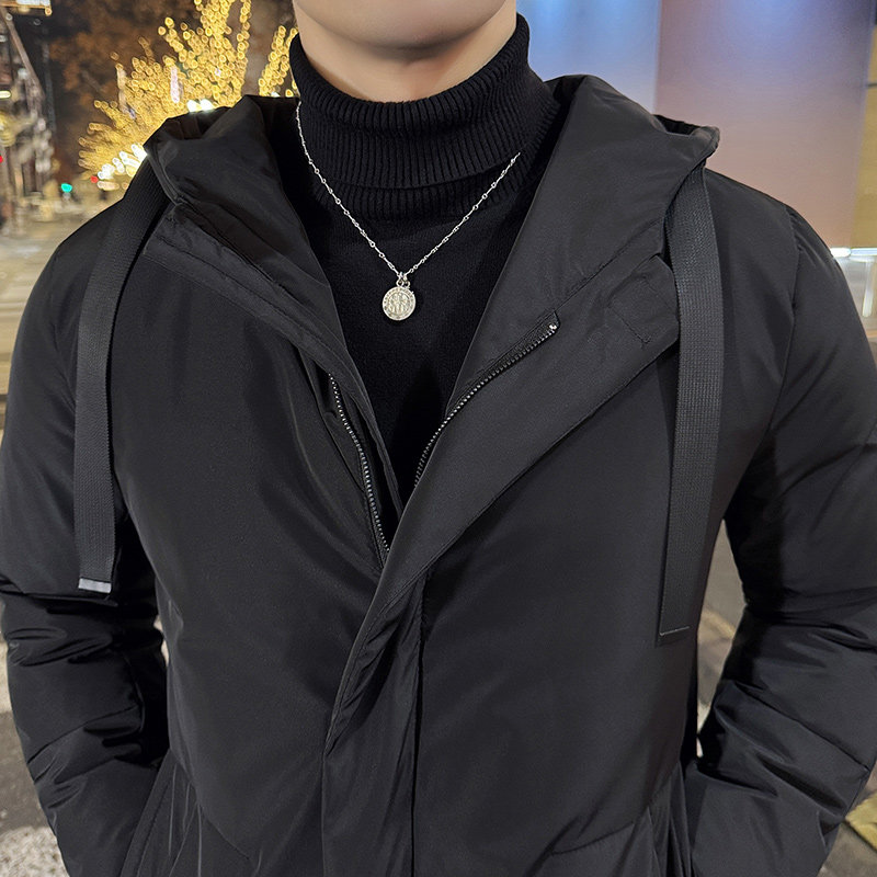 长期做~连帽羽绒服男潮流帅气中长款保暖加厚男士外套YR01-P268图片