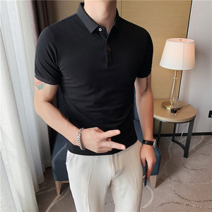 夏季时尚刺绣短袖polo衫修身男短袖T恤翻领保罗衫灰色PL2108/P53图片