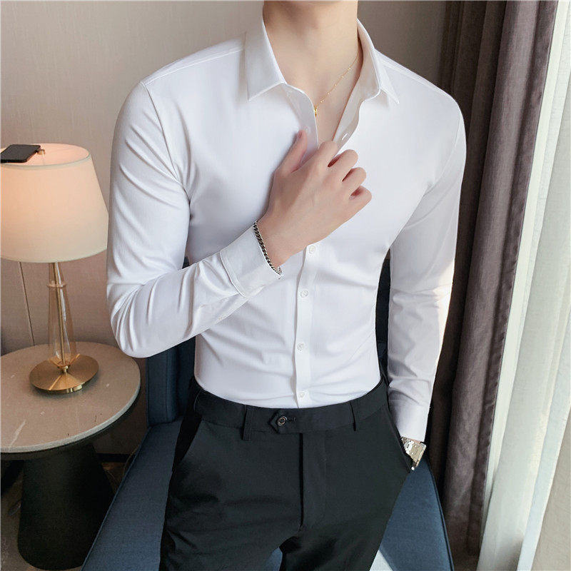 货足特价无痕压胶弹力衬衫男长袖衬衫深灰色C8611/P68,男装衬衫,电商A213