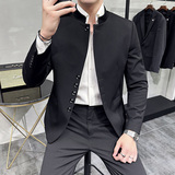 新中式立领小西装男休闲高级感修身西服中山装外套DX119-P137，男装西服套装，电商A213