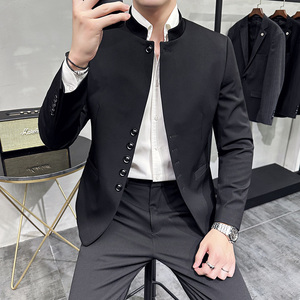 新中式立领小西装男休闲高级感修身西服中山装外套DX119-P137,男装西服套装,电商A213