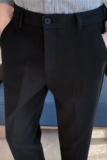 腰部可拉伸磨毛加厚毛呢西裤男商务西裤小脚休闲裤黑色XK209-P68，男装西裤，电商A213