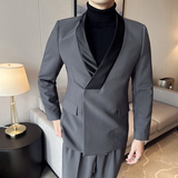 高级感拼色领~结婚西服男礼服塔士多青果领西装上衣DX669-P167，男装西服套装，电商A213