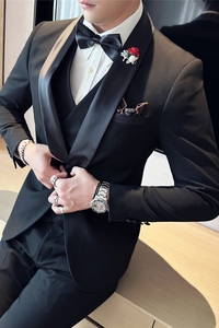 新郎结婚礼服主持人宴会西装男西服三件套塔士多西装SJT888-P265图片