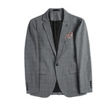 主推-格子西装男套装帅气修身韩版西服外套三件套深灰SJT101/P285，男装西服套装，电商A213