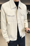 冬季加厚灯芯绒夹克男翻领短款条绒休闲外套帅气杏色JK81-P138，男装夹克，电商A213