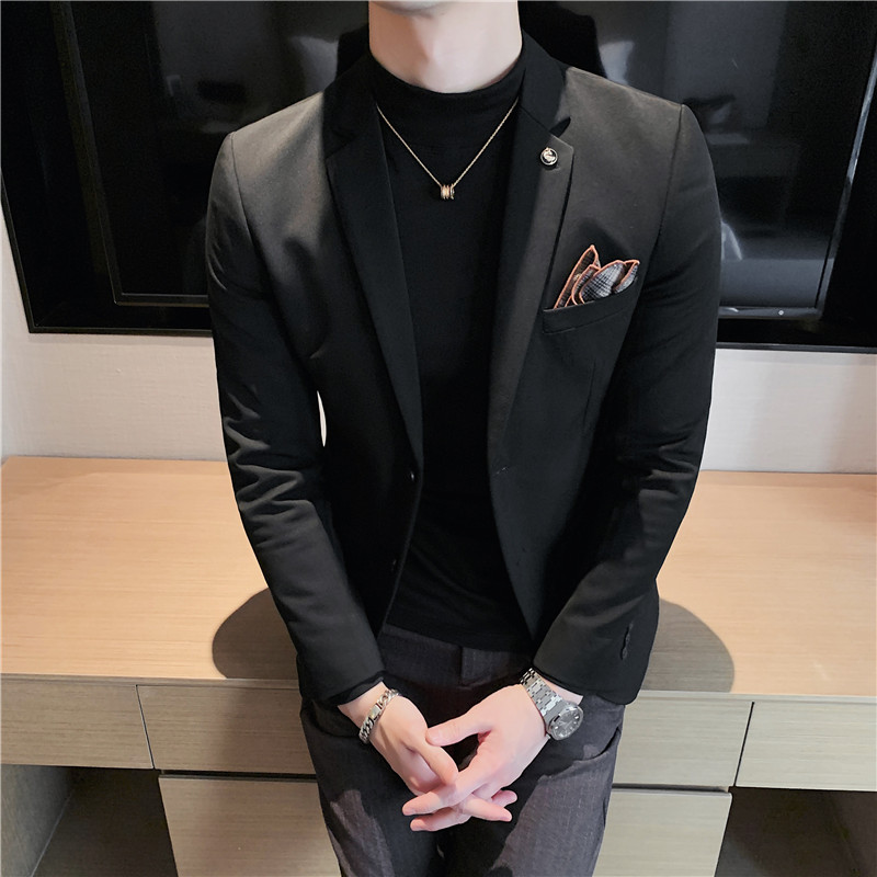 高品质S-7XL纯色西装男上衣修身休闲西服外套中灰色DX402-P155,男装西服套装,电商A213