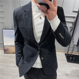 灯芯绒面料帅气西服男士韩版修身西装外套单西服焦糖色DX623-P137，男装西服套装，电商A213