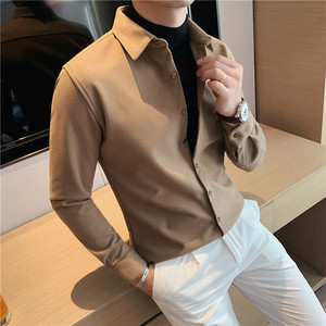 秋装个性加厚毛呢衬衫纯色休闲假两件衬衫毛衣蓝色CM9207-P85特图片