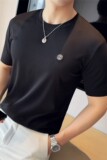 夏季薄款冰丝无痕弹力时尚短袖男T恤黑色T2516-P60，男装T恤，电商A213