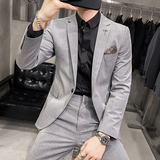 S-7XL主推特价款男士纯色西服套装修身西装中灰色LJT105/P210，男装西服，电商A213