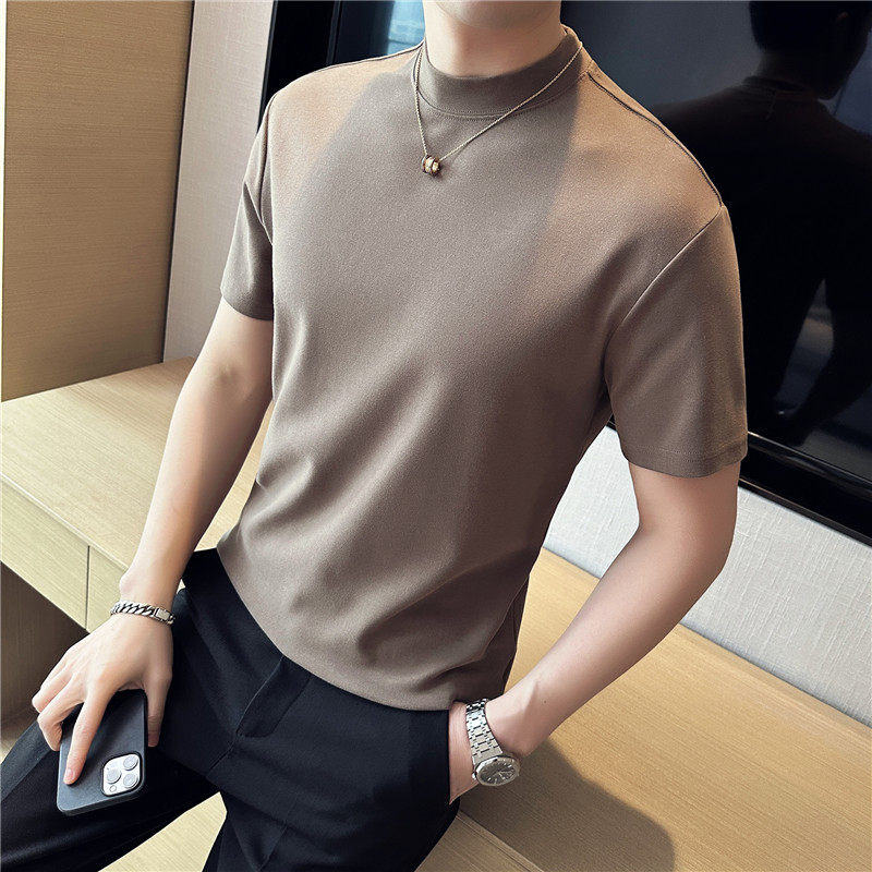 高品质~圆领短袖t恤男纯棉宽松百搭纯色打底衫咖啡色TU251-P47,男装T恤,电商A213