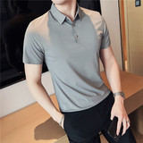 冰丝轻薄高弹翻领无痕T恤男士冰感透气商务短袖POLO衫PL2217-P58，男装T恤，电商A213