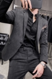 长期做时尚虚线条纹西装套装男修身西服两件套LJT109/P210，男装西服套装，电商A213