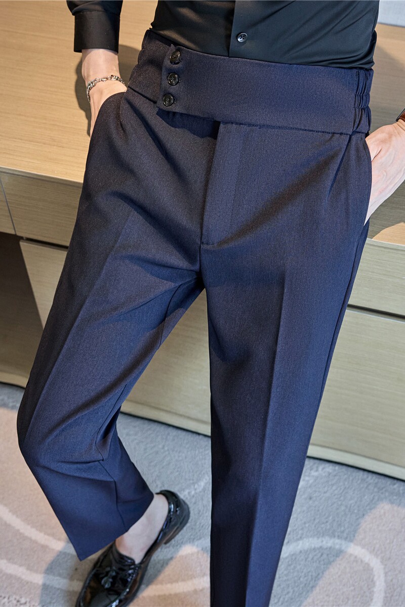 高级感西裤那不勒斯高腰休闲裤子男直筒西装裤藏青色XK7012-P78,男装休闲裤,电商A213