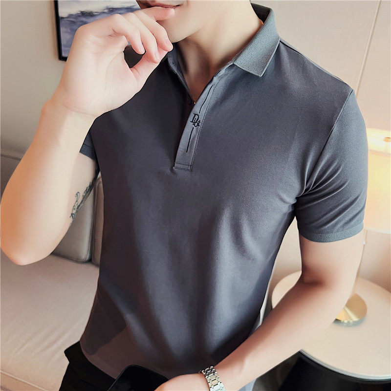 夏季时尚刺绣短袖polo衫修身男短袖T恤翻领保罗衫黑色PL2108-P53,男装T恤,电商A213