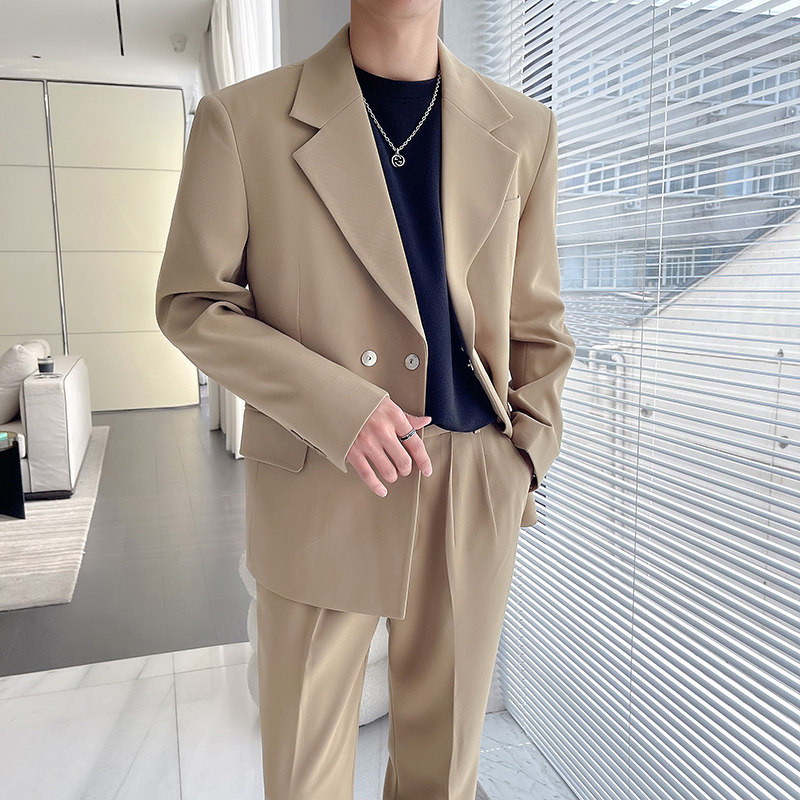 高级感西服套装男微阔两粒扣小西装垂感西装两件套LJT958-P235,男装西服套装,电商A213