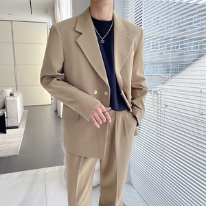 高级感西服套装男微阔两粒扣小西装垂感西装两件套LJT958-P235图片