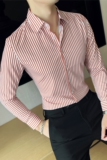 长期做~质感条纹长袖衬衫男修身商务免烫衬衣红色C8988-P68，男装衬衫，电商A213