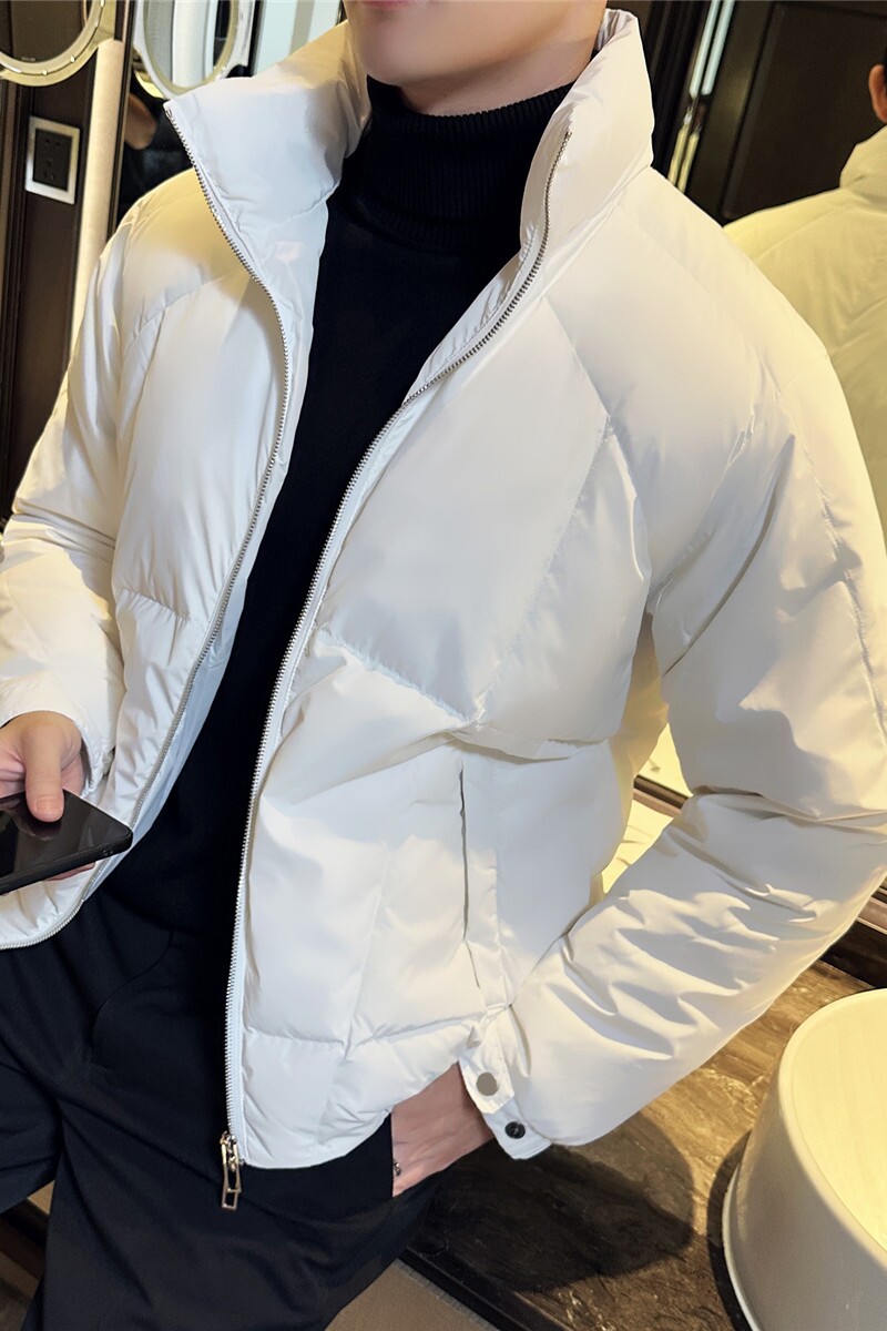 冬季轻薄羽绒服白鸭绒保暖短款外套男潮牌立领面包服YR5521-P263图片