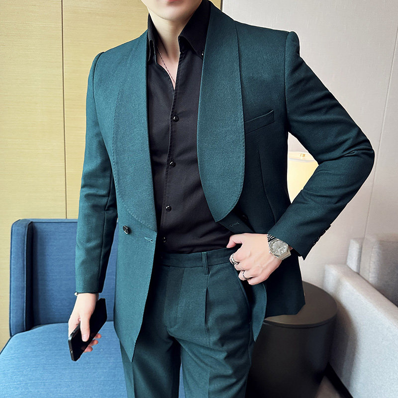 双排扣青果领男士质感休闲西服外套时尚西装卡其色DX8811-P137,男装西服套装,电商A213