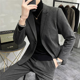 毛呢子休闲小西装外套男修身韩版帅气秋冬西服套装潮LJT208-P215，男装西服套装，电商A213