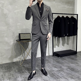 S-7XL主推款男士质感西服套装修身西装两件套深灰色LJT102-P210，男装西服，电商A213