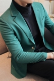 质感高档千鸟格子西装两粒扣西服男休闲西装外套潮流绿DX909-P138，男装西服套装，电商A213