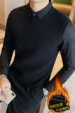 主推~螺纹针织毛衣~加绒假两件衬衫领针织背心JR8351-P100，男装背心/马甲，电商A213