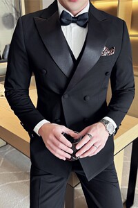 新郎结婚礼服主持人宴会西服套装双排扣塔士多西装SJT9011-P265图片