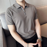 高弹冰丝泡泡面料半拉链高弹polo衫男短袖修身翻领t恤PL2502-P58，男装T恤，电商A213