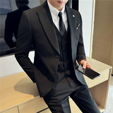特价主推两粒扣西装套装修身商务西服三件套深灰色SJT7052-P190特，男装西服套装，电商A213