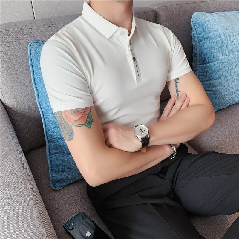 夏季时尚刺绣短袖polo衫修身男短袖T恤翻领保罗衫黑色PL2108-P53,男装T恤,电商A213
