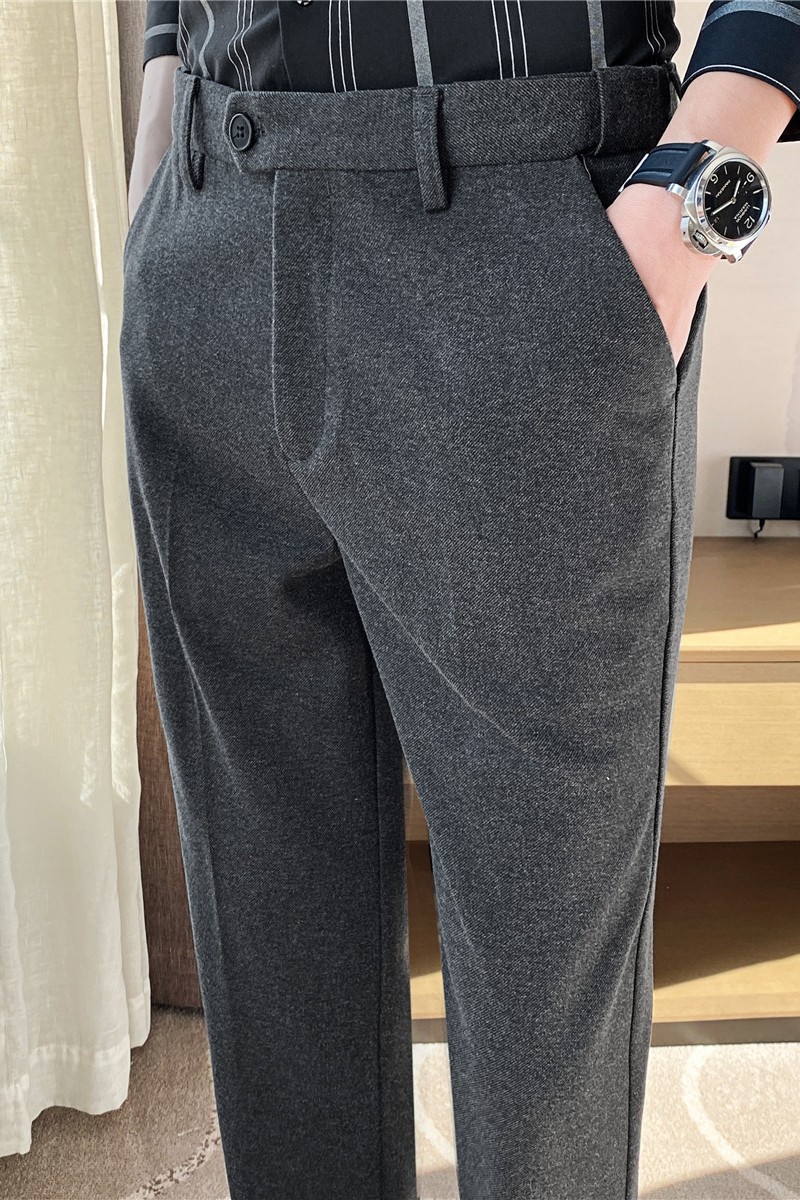 腰部可拉伸磨毛加厚毛呢西裤男商务西裤小脚休闲裤灰色XK208-P68,男装西裤,电商A213