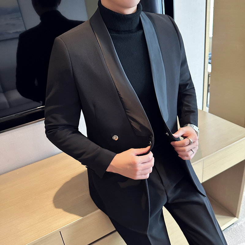 高级感拼色领~结婚西服男礼服塔士多青果领西装上衣DX669-P167,男装西服套装,电商A213