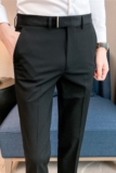 高品质主推款腰部金属装饰男休闲西裤修身小脚长裤黑色XK115-P70，男装西裤，电商A213